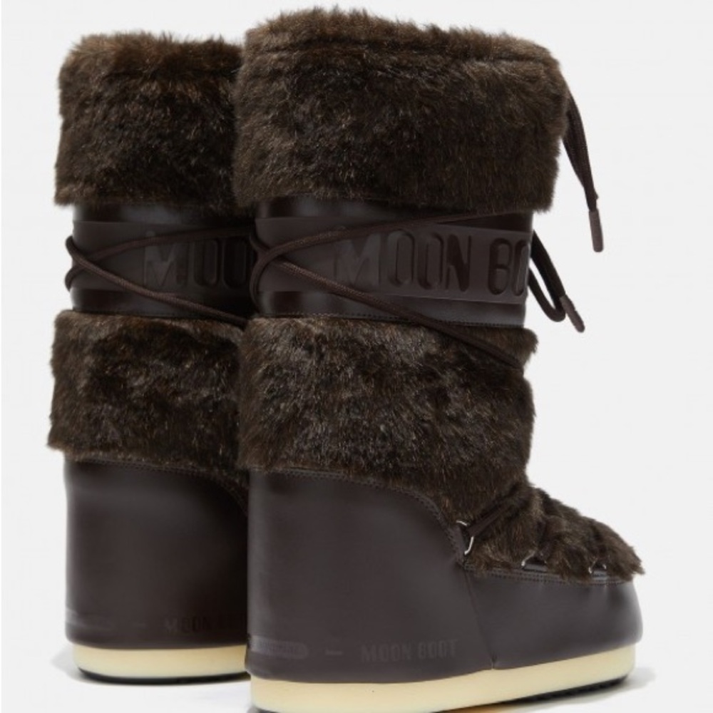 NWT Moon Boot Women's Dark Brown Fur Winter Boots US 7-8.5 / EU 39-41 - Picture 3 of 13